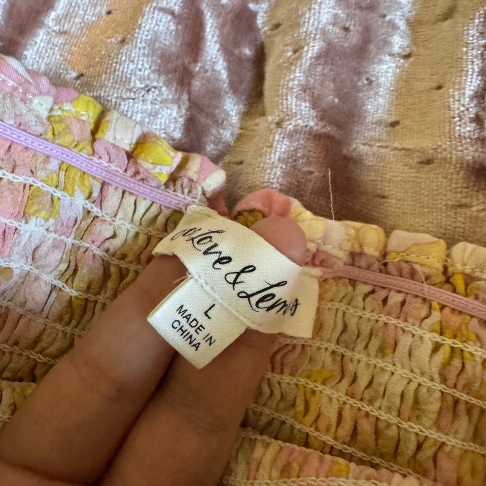 For Love And Lemons Pink and Yellow Smocked Dress - Picture 4 of 6